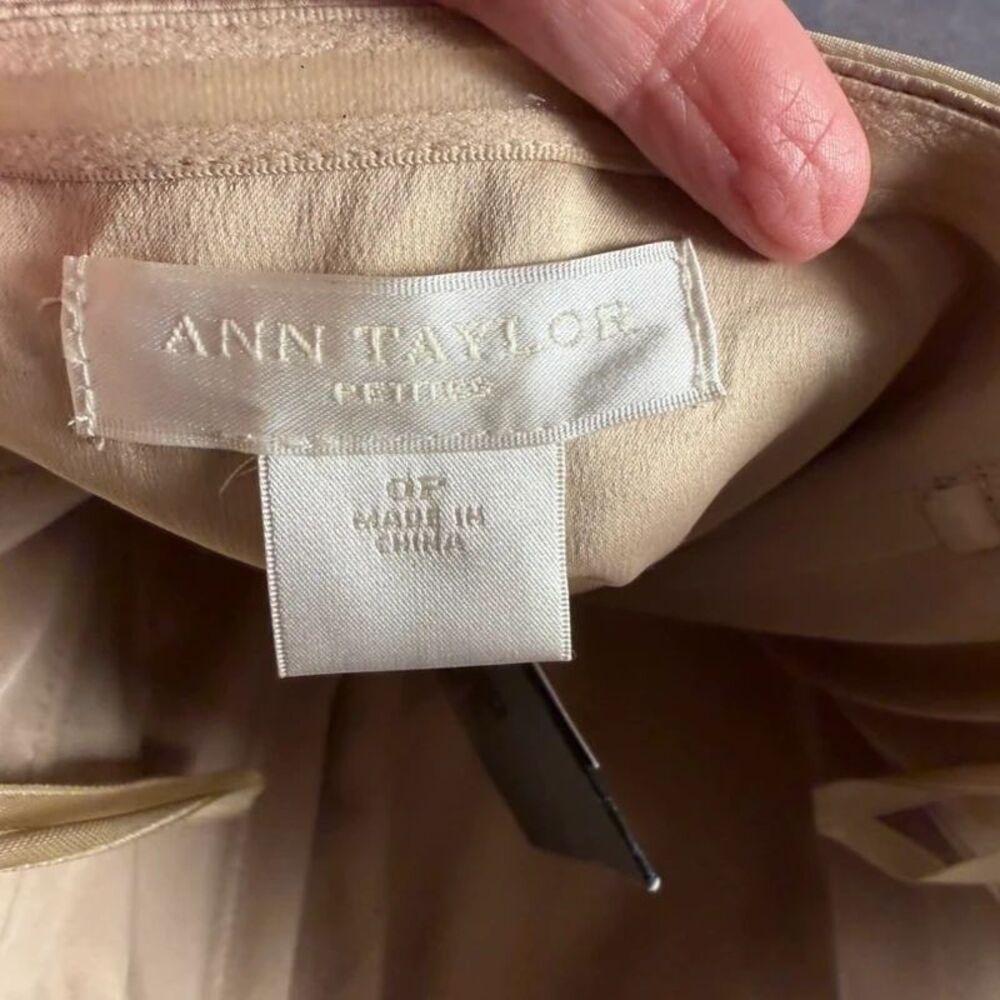 NWT Ann Taylor Petite Strapless Ruched Sheath Dress Beige 0P - Picture 13 of 16